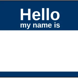 "Hello my name is" Sticker Blue